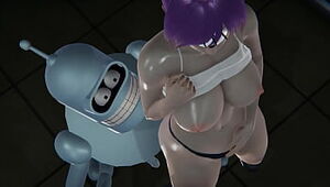 Futurama - Leela gets creampied by Bender - Three dimensional Porn